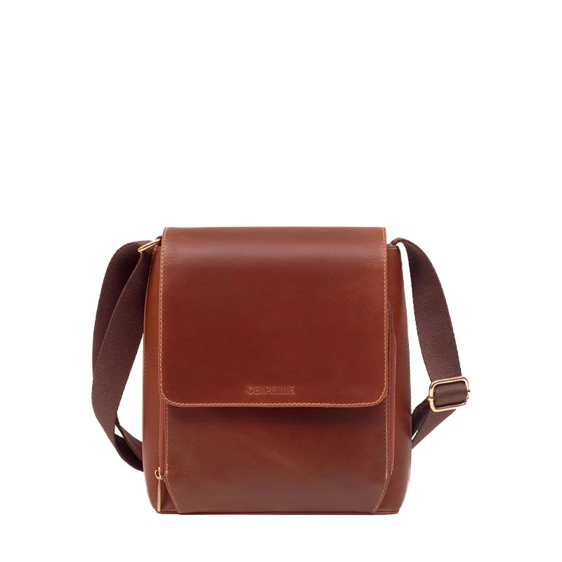 Leather Crossbody Bag in Geneva Brown, Berlin by Obi Pelle#Color_Geneva Brown