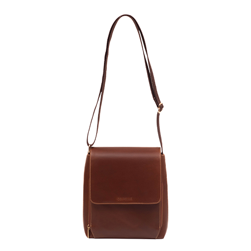 Leather Crossbody Bag for Men in Geneva Brown, Berlin by Obi Pelle