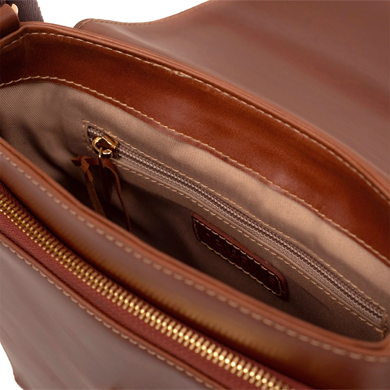 Leather Crossbody Bag in Geneva Brown, Berlin by Obi Pelle#Color_Geneva Brown