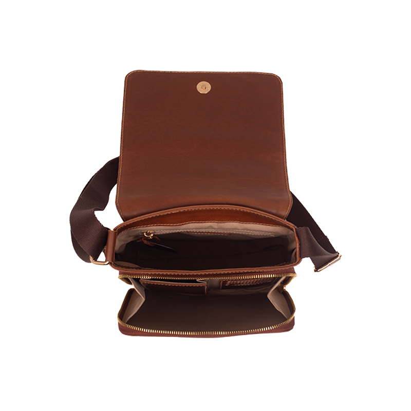 Leather Crossbody Bag for Men in Geneva Brown, Berlin by Obi Pelle