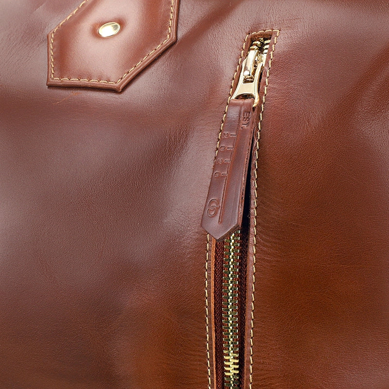 Leather Weekender Bag for Men in Geneva Brown, Milano by Obi Pelle#Color_Geneva Brown
