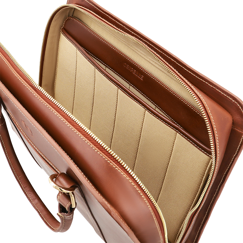 Leather Business Bag for Men in Geneva Brown, Carlos by Obi Pelle