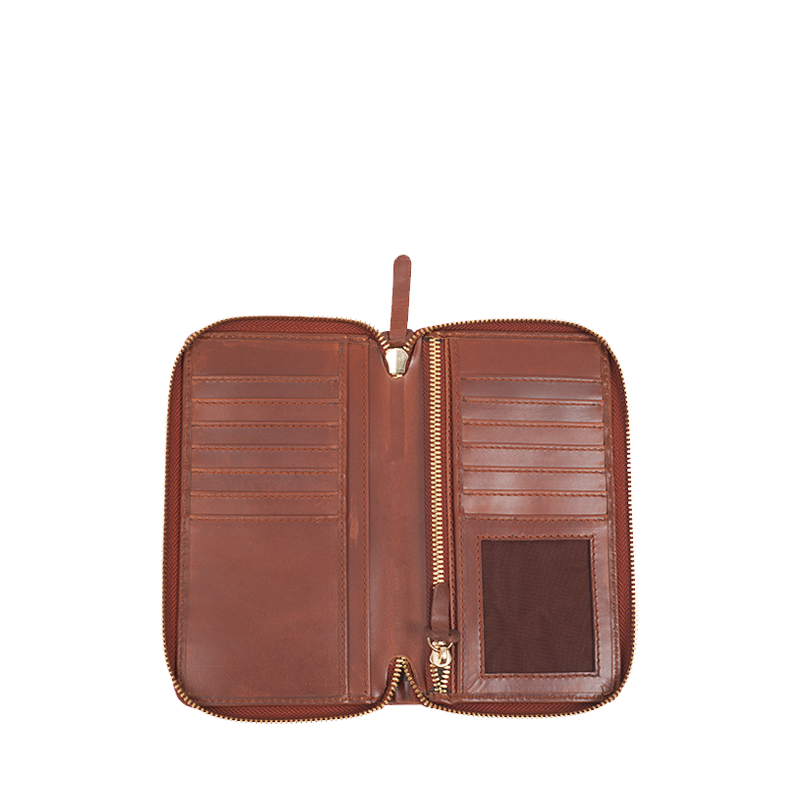 Leather Wallet for Men in Geneva Brown, Coach by Obi Pelle