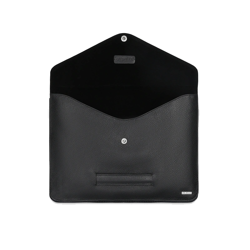 Leather Laptop Sleeve for Men in Granite Black, Cooper by Obi Pelle
