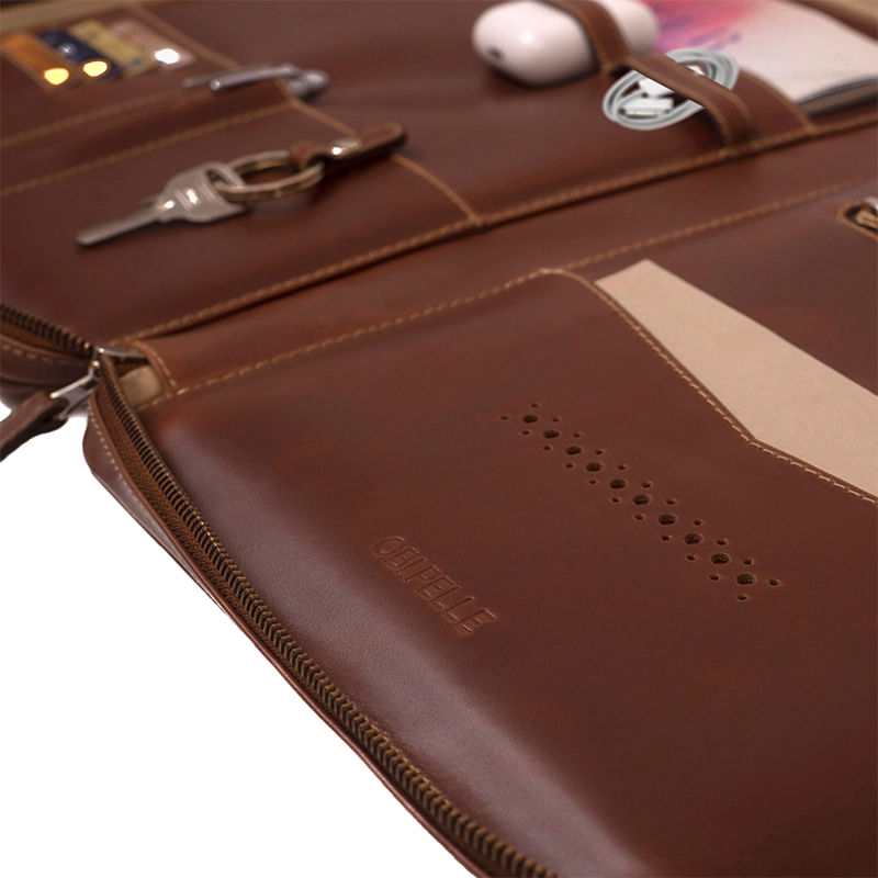 Leather Tech Organizer for Men in Geneva Brown, Porter by Obi Pelle#Color_Geneva Brown