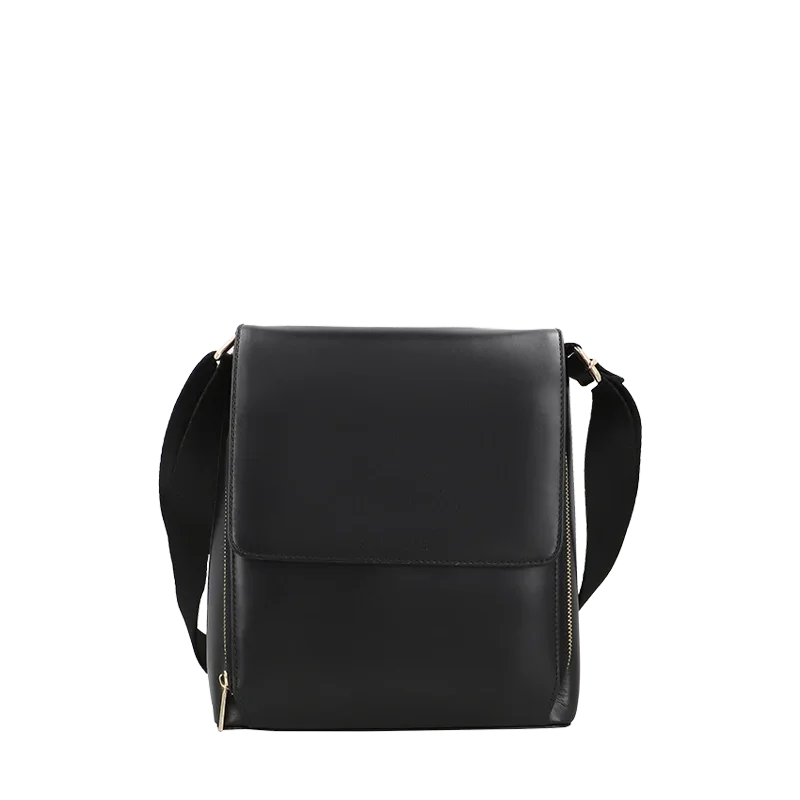 Leather Crossbody Bag for Women in Delta Black, Berlin by Obi Pelle