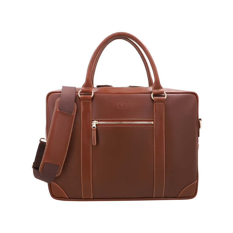 Leather Laptop Bag for Men in Geneva Brown, Ambassador by Obi Pelle