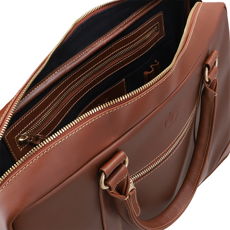 Leather Laptop Bag for Men in Geneva Brown, Ambassador by Obi Pelle