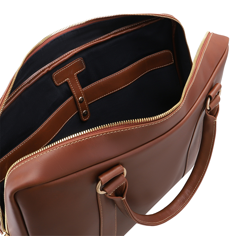 Leather Laptop Bag for Men in Geneva Brown, Ambassador by Obi Pelle