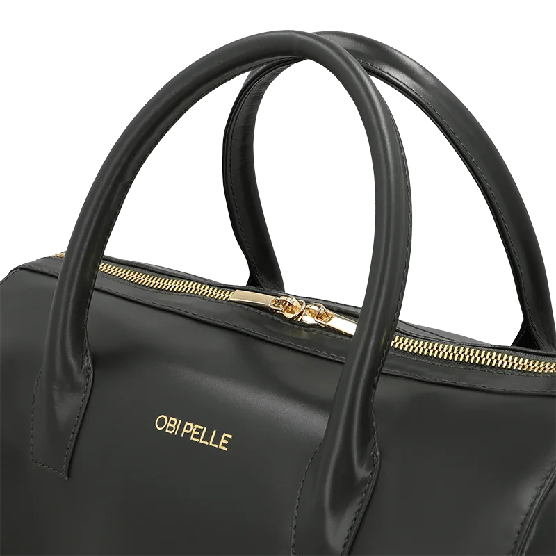 Leather Handbag for Women in Delta Black, Lyon by Obi Pelle