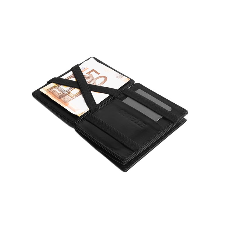 Leather Wallet for Men in Midnight Black, Magic by Obi Pelle