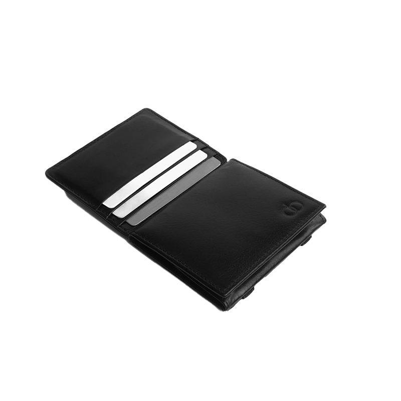 Leather Wallet for Men in Midnight Black, Magic by Obi Pelle