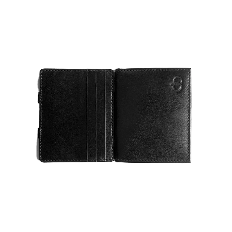 Leather Wallet for Men in Midnight Black, Magic by Obi Pelle