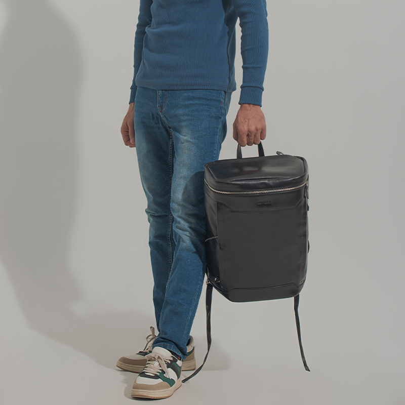 Leather Backpack for Men in Midnight Black, Maverick by Obi Pelle