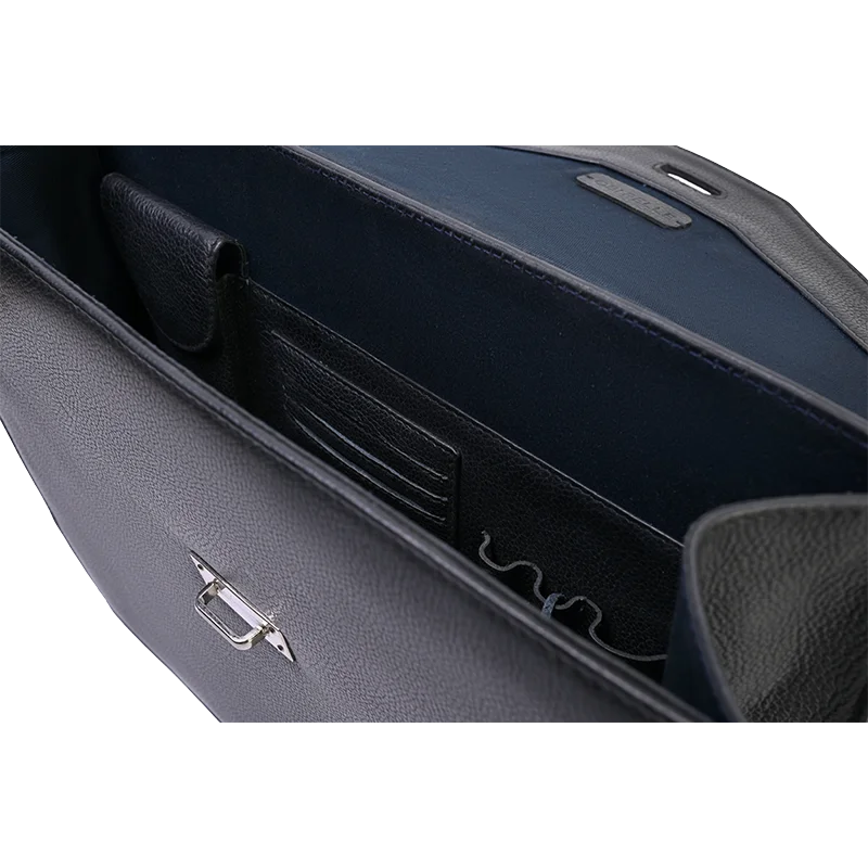 Leather Messenger Bag for Men in Granite Black, Oscar by Obi Pelle