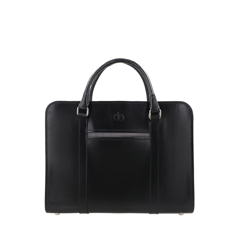 Leather Business Bag for Men in Midnight Black, Carlos by Obi Pelle