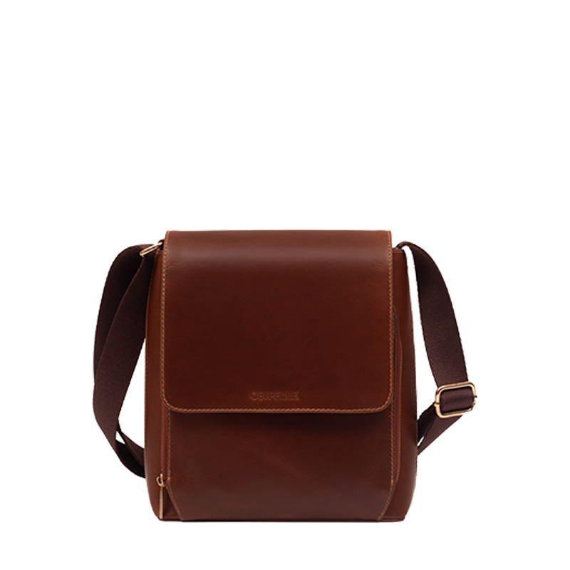 Leather Crossbody Bag for Men in Geneva Brown, Berlin by Obi Pelle