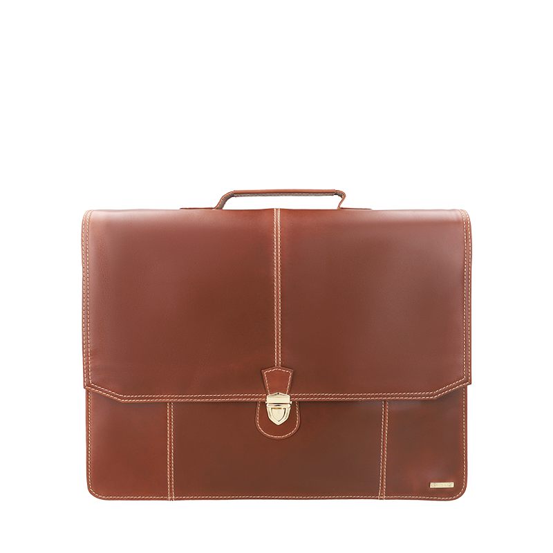 Leather Laptop Bag for Men in Geneva Brown, Parker by Obi Pelle