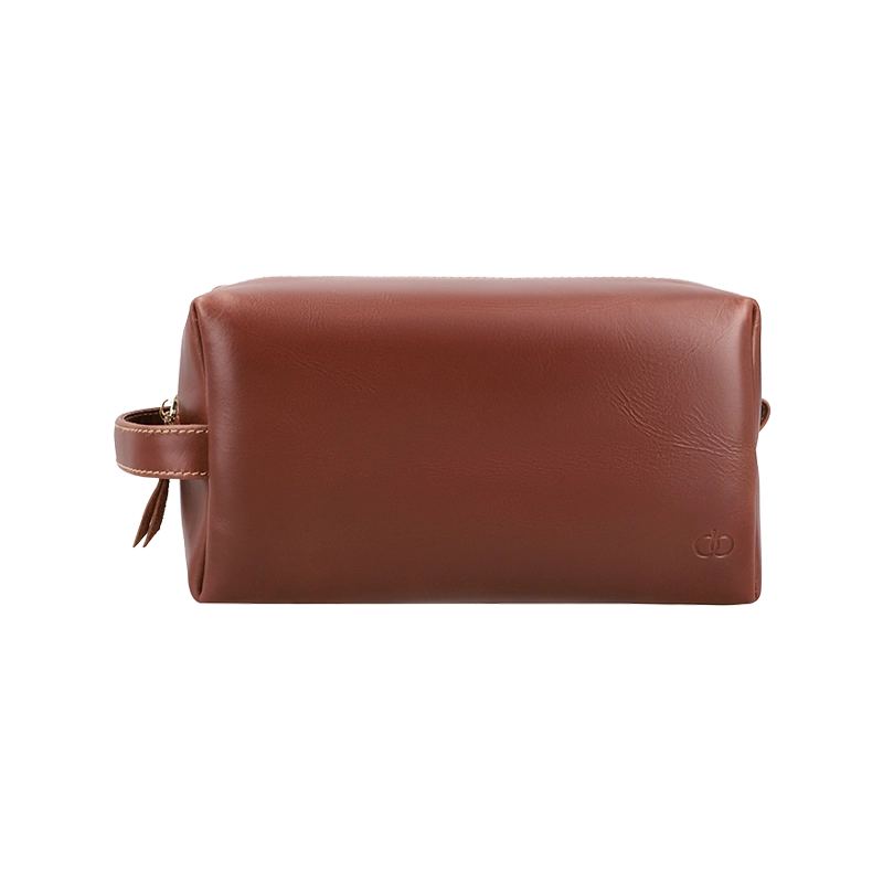 Leather Wash Bag for Men in Geneva Brown, Walter by Obi Pelle#Color_Geneva Brown