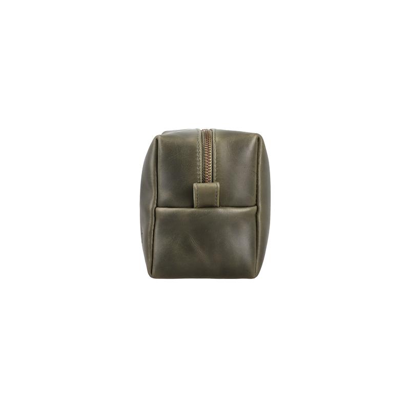 Leather Wash Bag for Men in Olive Green, Walter by Obi Pelle