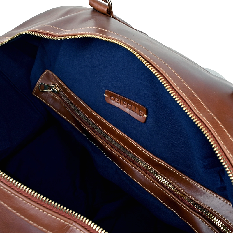 Leather Weekender Bag for Men in Geneva Brown, Milano by Obi Pelle#Color_Geneva Brown