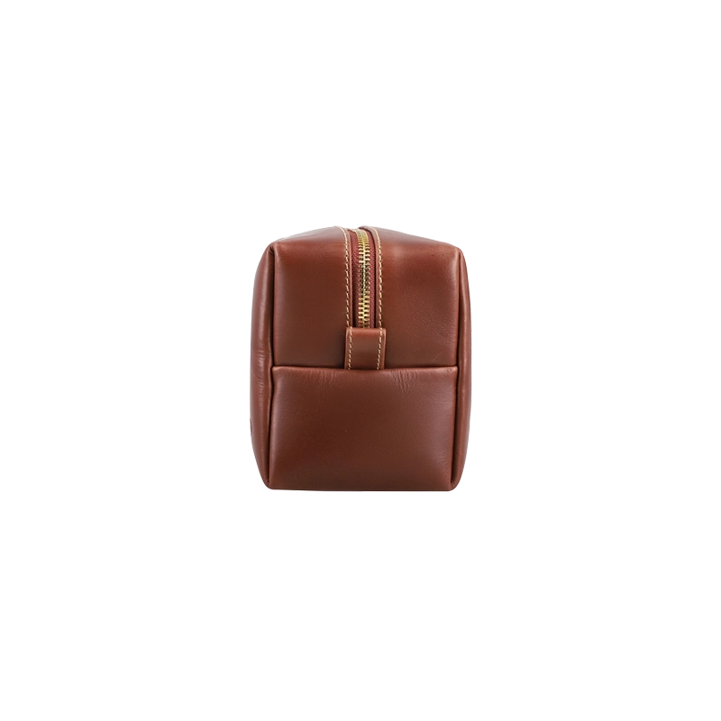 Leather Wash Bag for Men in Geneva Brown, Walter by Obi Pelle#Color_Geneva Brown
