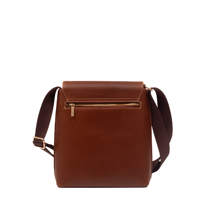 Leather Crossbody Bag for Men in Geneva Brown, Berlin by Obi Pelle