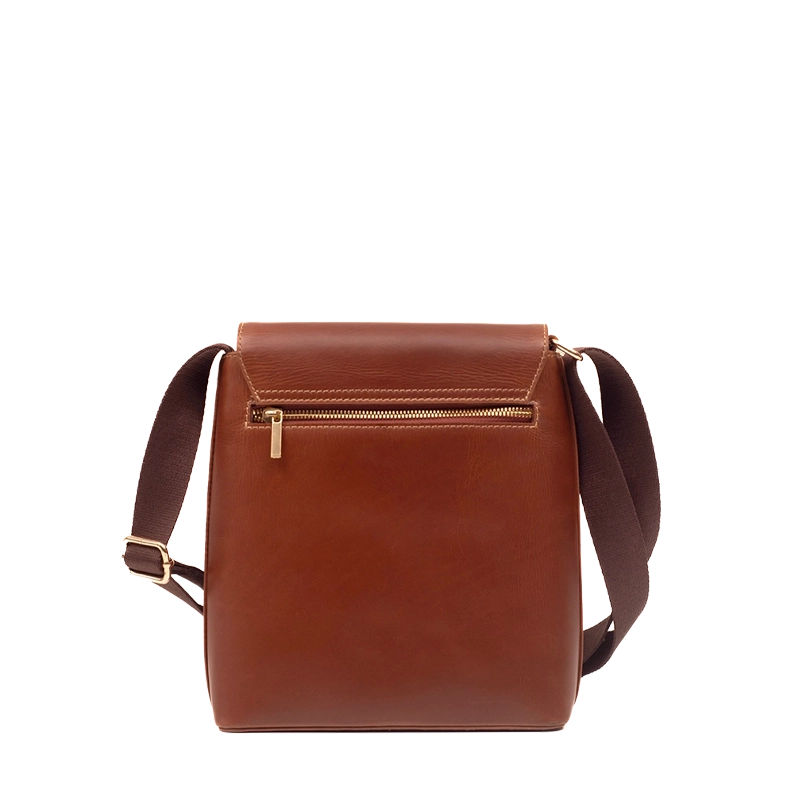 Leather Crossbody Bag in Geneva Brown, Berlin by Obi Pelle#Color_Geneva Brown