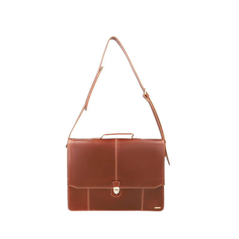 Leather Laptop Bag for Men in Geneva Brown, Parker by Obi Pelle