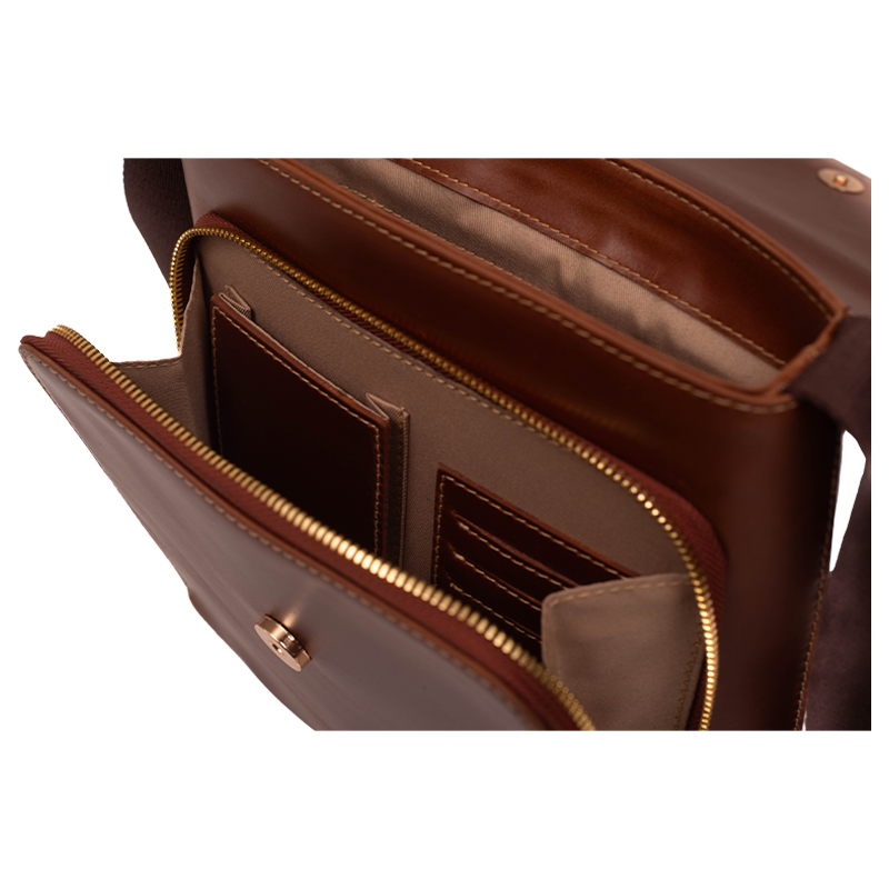 Leather Crossbody Bag for Men in Geneva Brown, Berlin by Obi Pelle