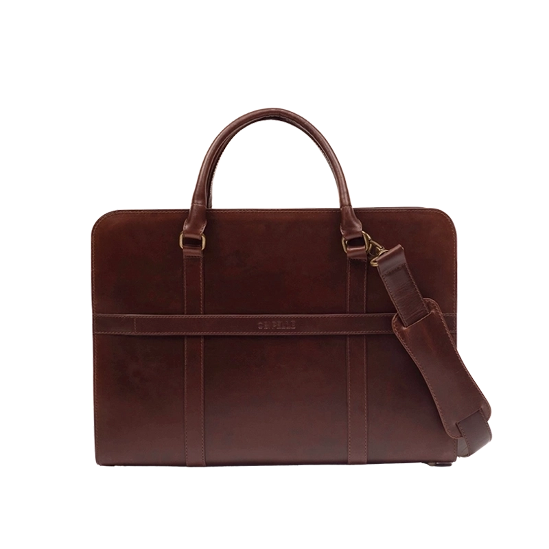 Leather Business Bag for Men in Crazy Brown, Carlos by Obi Pelle#Color_Crazy Brown