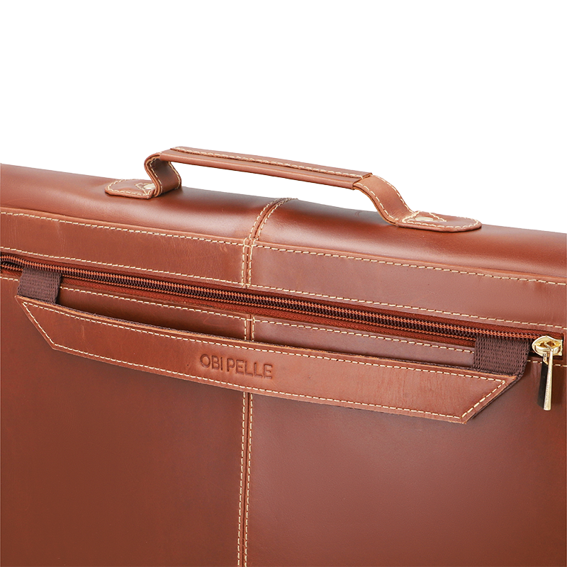 Leather Laptop Bag for Men in Geneva Brown, Parker by Obi Pelle