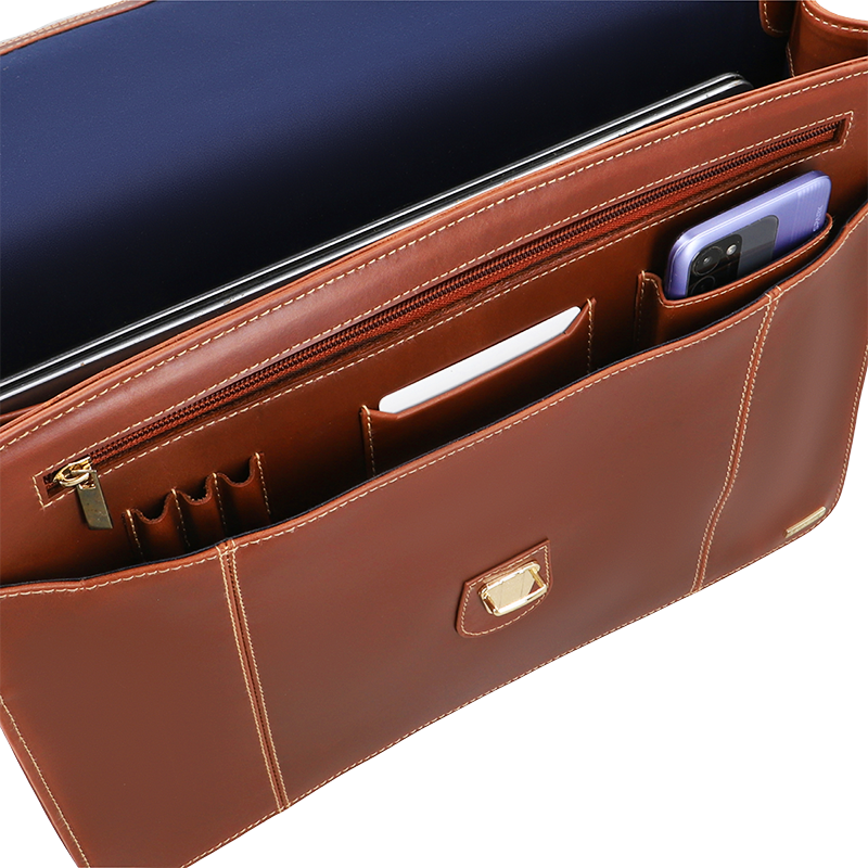 Leather Laptop Bag for Men in Geneva Brown, Parker by Obi Pelle