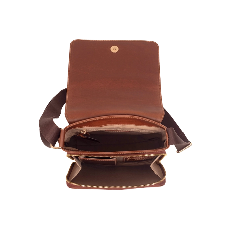 Leather Crossbody Bag in Geneva Brown, Berlin by Obi Pelle#Color_Geneva Brown