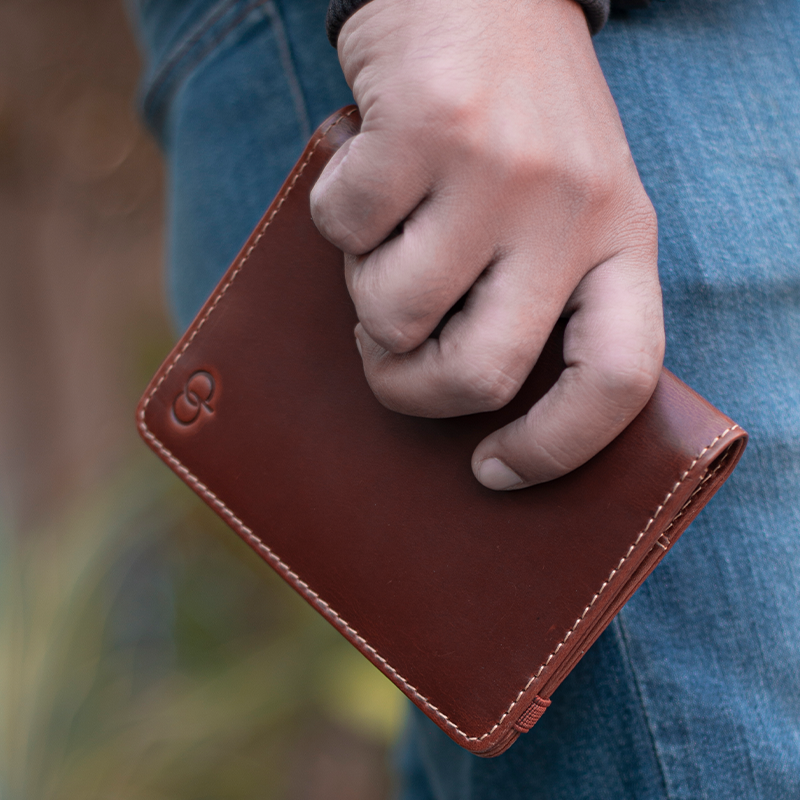 Leather Travel Accessory for Men in Geneva Brown, Agent by Obi Pelle