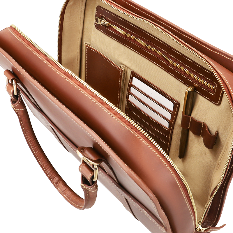 Leather Business Bag for Men in Geneva Brown, Carlos by Obi Pelle