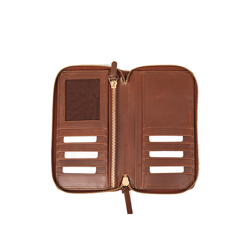 Leather Wallet for Men in Geneva Brown, Coach by Obi Pelle
