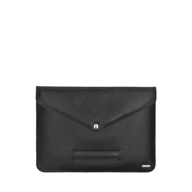 Leather Laptop Sleeve for Men in Granite Black, Cooper by Obi Pelle