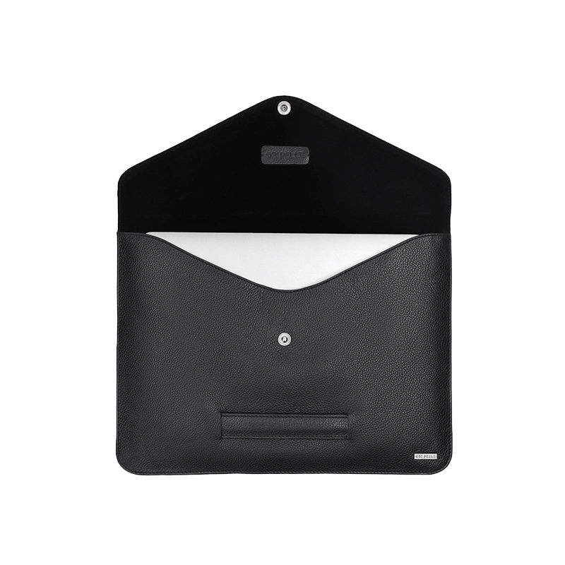 Leather Laptop Sleeve for Men in Granite Black, Cooper by Obi Pelle