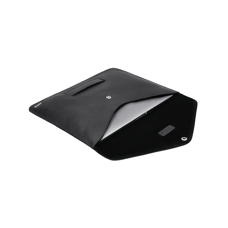 Leather Laptop Sleeve for Men in Granite Black, Cooper by Obi Pelle