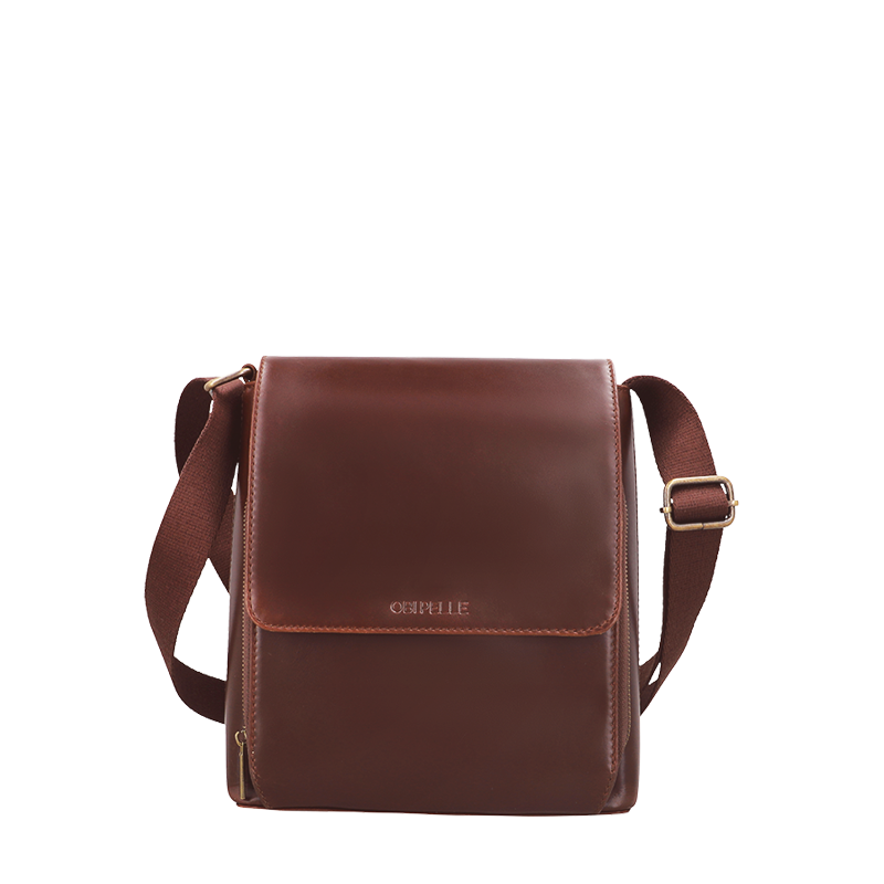 Leather Crossbody Bag for Men in Crazy Brown, Berlin by Obi Pelle