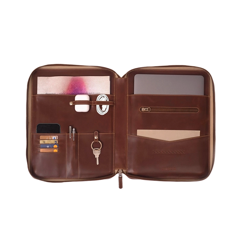 Leather Tech Organizer for Men in Geneva Brown, Porter by Obi Pelle#Color_Geneva Brown