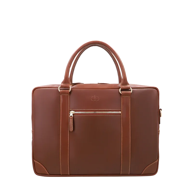 Leather Laptop Bag for Men in Geneva Brown, Ambassador by Obi Pelle