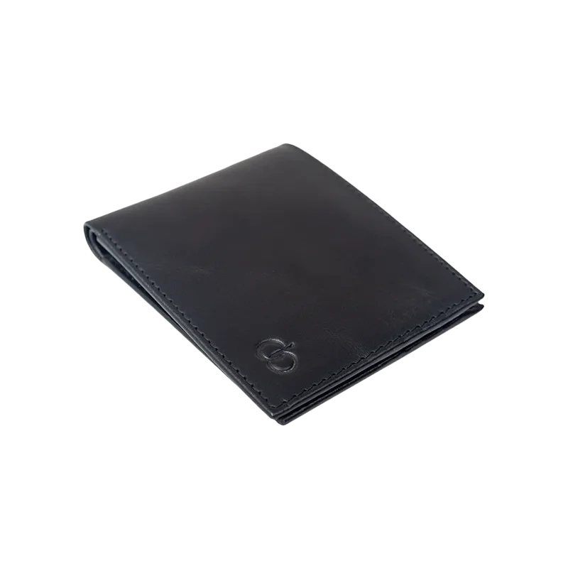 Leather Wallet for Men in Midnight Black, Holly by Obi Pelle