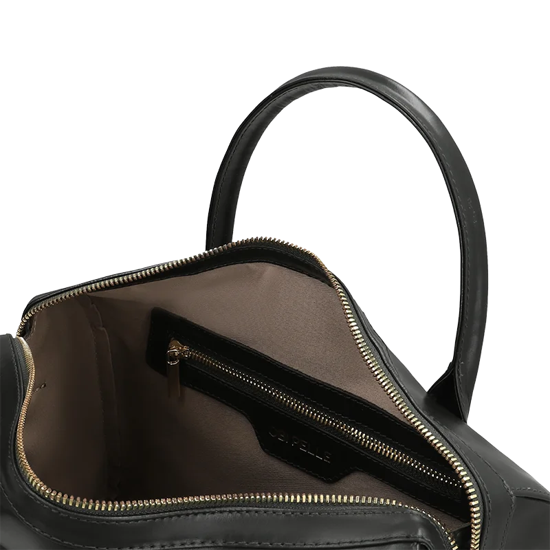Leather Handbag for Women in Delta Black, Lyon by Obi Pelle