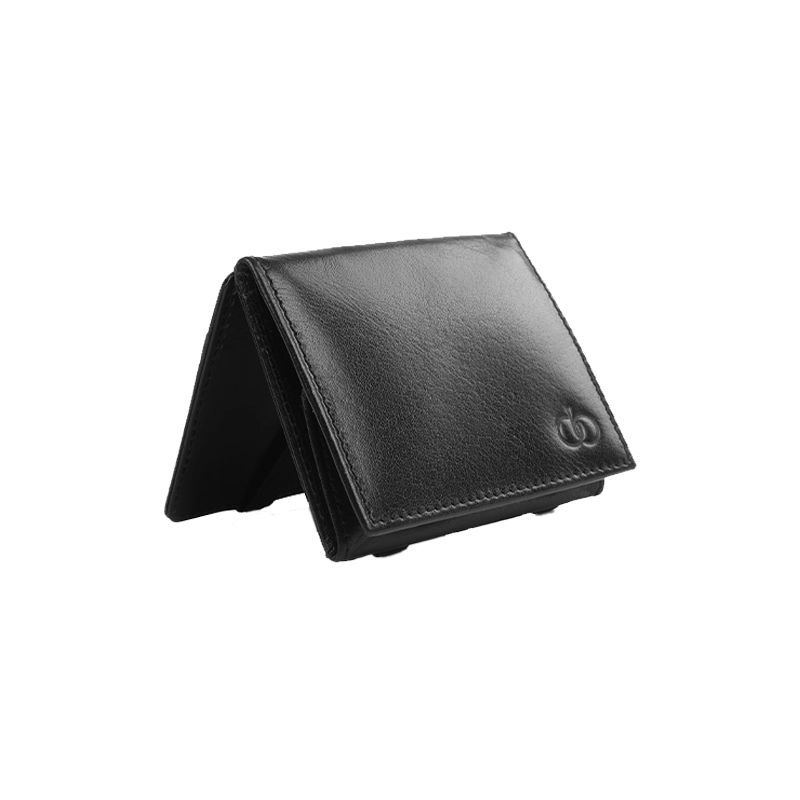 Leather Wallet for Men in Midnight Black, Magic by Obi Pelle