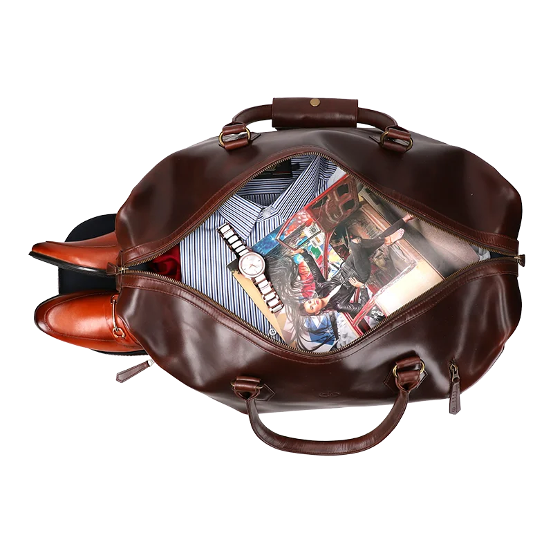Leather Weekender Bag for Men in Crazy Brown, Milano by Obi Pelle