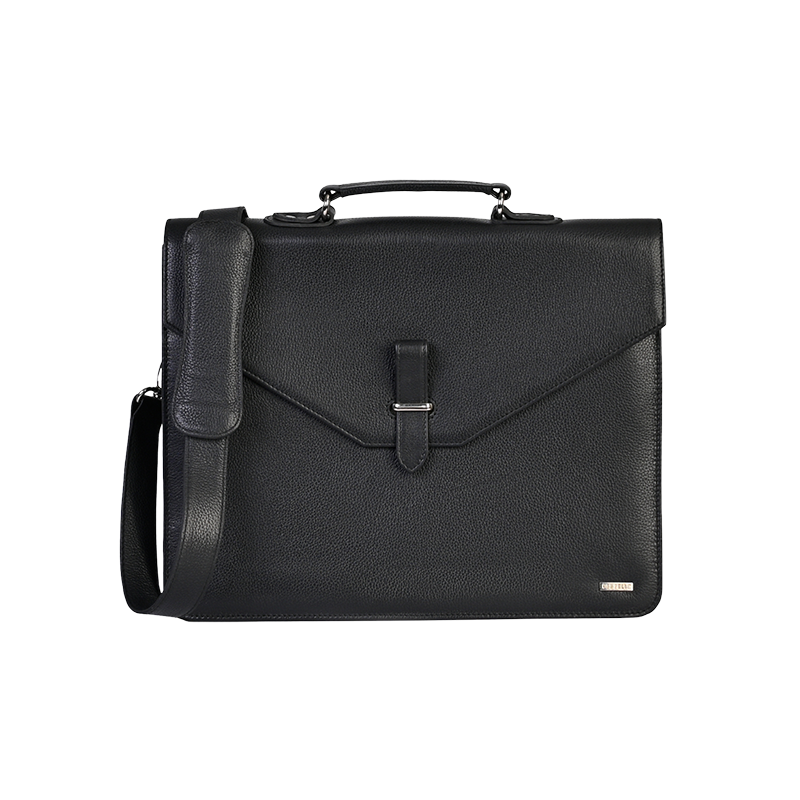 Leather Messenger Bag for Men in Granite Black, Oscar by Obi Pelle