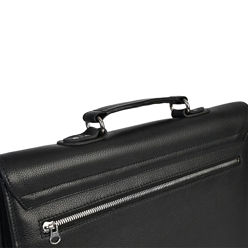 Leather Messenger Bag for Men in Granite Black, Oscar by Obi Pelle