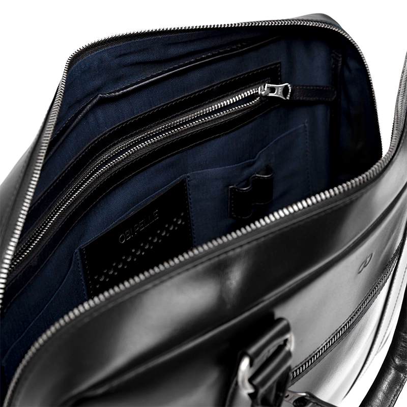 Leather Laptop Bag for Men in Midnight Black, Ambassador by Obi Pelle#Color_Midnight Black